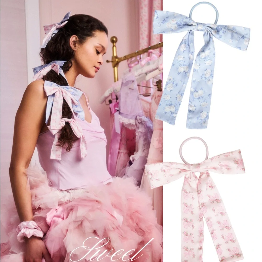 LOVESHACKFANCY Hair Bow 2pk in PINK and BLUE